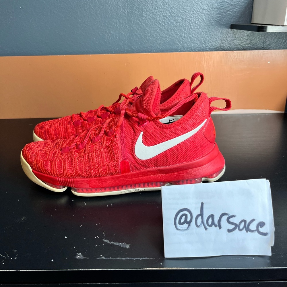 2016 Nike Air Zoom KD Durant 9 Flyknit Red White Shoes - Picture 3 of 6